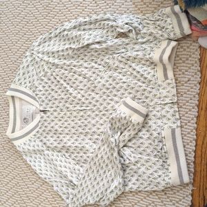 Anthropologie Green and White Bomber Jacket